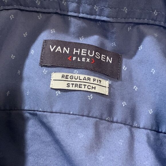 VAN HEUSEN, button down dress shirt, large, regular fit,  cotton/poly/elastain - Picture 4 of 9